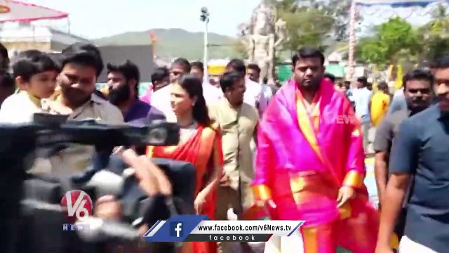 Manchu Manoj Visits Tirumala Tirupati Temple Along With Mounika Reddy _ V6 News