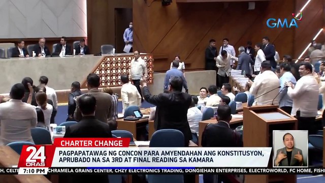 Pagpapatawag ng ConCon para amyendahan ang konstitusyon, aprubado na sa 3rd at final reading sa Kamara | 24 Oras