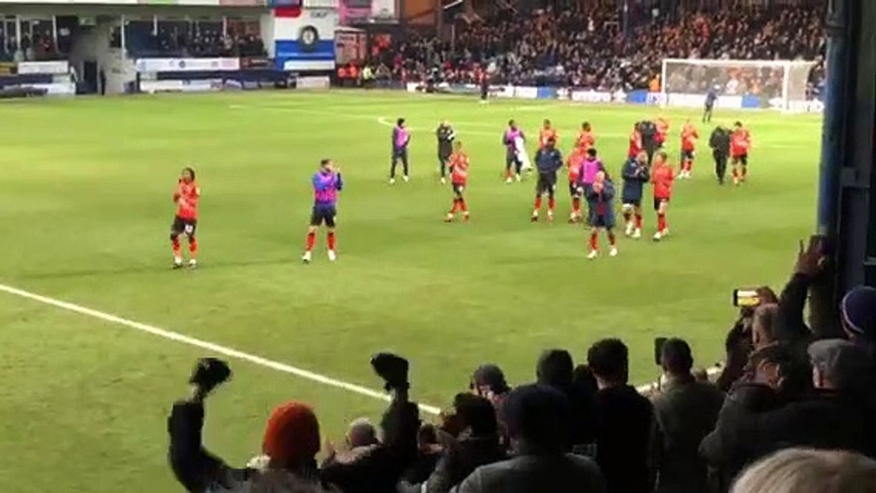 Luton Town celebrate beating Swansea City