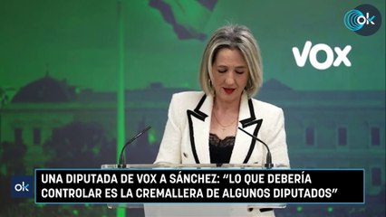 Una diputada de Vox a Sánchez Lo que debería controlar es la cremallera de algunos diputados