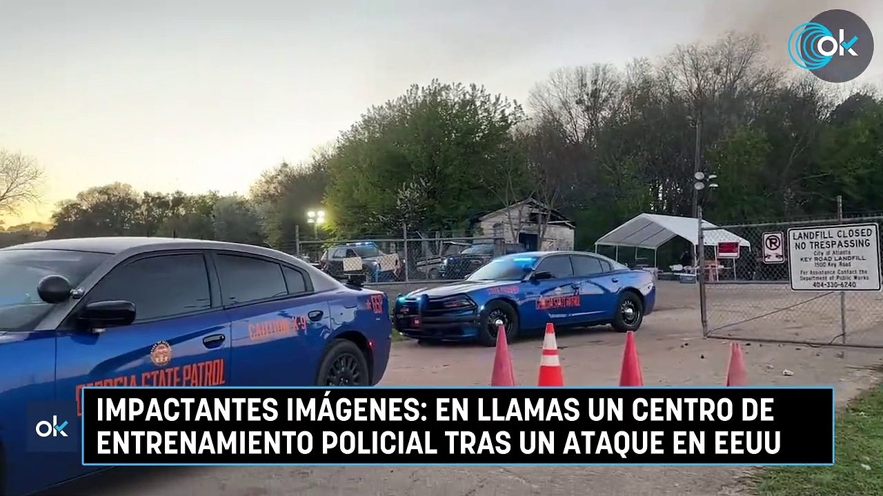 Impactantes imágenes en llamas un centro de entrenamiento policial tras un ataque en EEUU