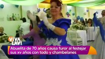 Abuelita celebra sus xv años a los 70 con todo y chambelanes