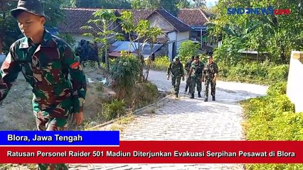 Ratusan Personel Raider 501 Madiun Diterjunkan Evakuasi Serpihan Pesawat di Blora