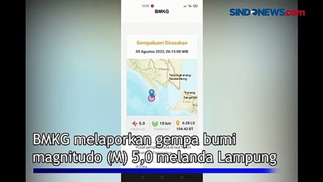 Gempa Magnitudo 5,0 Guncang Tanggamus, Lampung