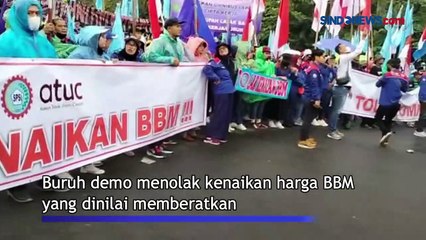 Ratusan Buruh Demo Tolak Kenaikan Harga BBM di Patung Kuda