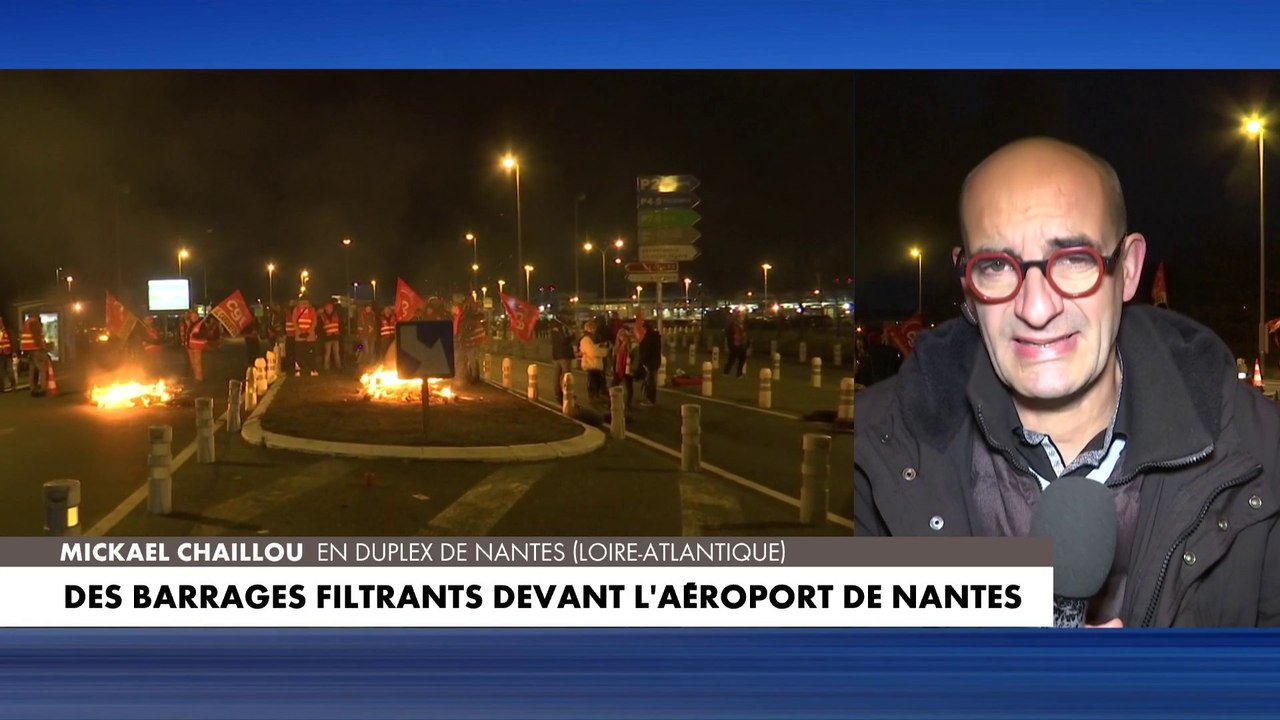 Grève du 7 mars : des barrages filtrants devant l'aéroport de Nantes