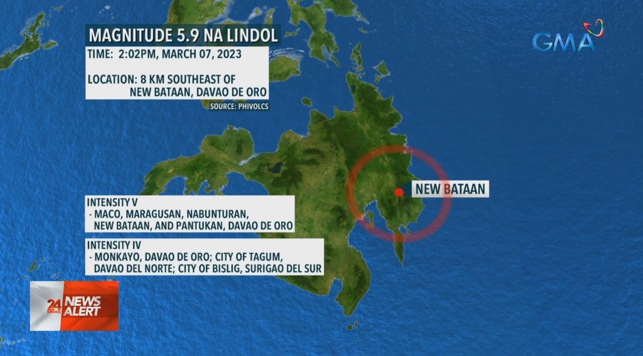 PHIVOLCS: New Bataan, Davao de Oro, niyanig ng magnitude 5.9 na lindol; asahan ang pinsala at aftershocks | 24 Oras News Alert