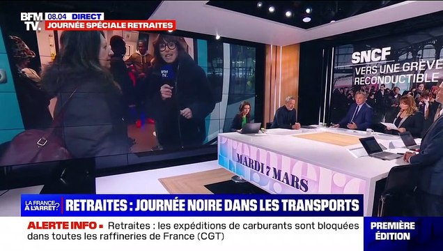 Grève des transports : Une chute surprenante d'un usager en plein duplex sur BFMTV