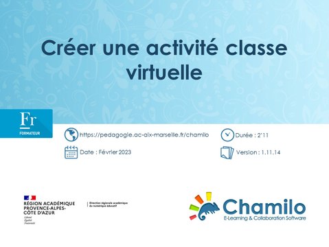 Chamilo - Créer une activité classe virtuelle