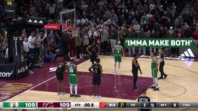 Williams misses two free-throws.. after telling Mitchell he'll make both