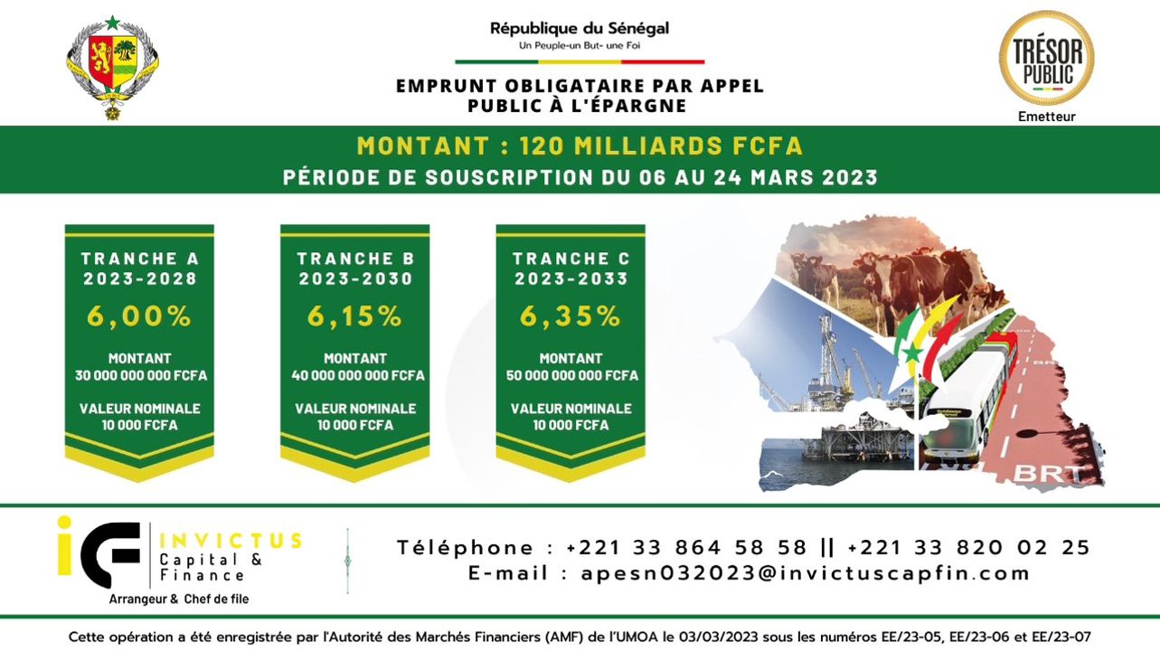 Appel public à l'épargne pour investissement - Le Sénégal recherche 120 milliards de FCFA