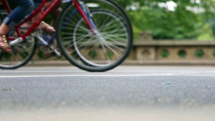 Bikers and Carriages Driving on Street