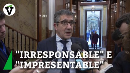 Patxi López califica de "irresponsable" e "impresentable" la intervención de Podemos