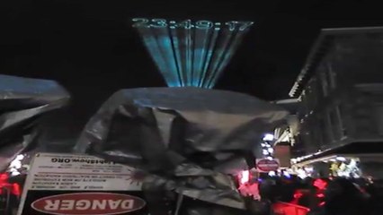 Projecting the Clock on the Clouds w/ LASERS - Kennett Square, PA New Year's Eve 2023