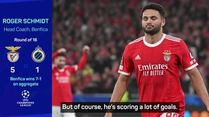 Download Video: Schmidt praises 'very special' Gonçalo Ramos as Benfica reach Champions League quarters