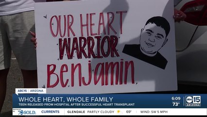 Teen released from hospital after heart transplant