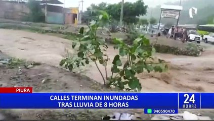 Скачать видео: Calles de Piura, Tumbes y Lambayeque quedaron inundadas por intensas lluvias y desborde de ríos