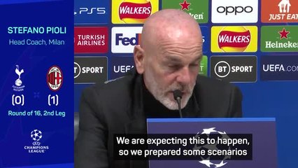 Pioli expects Tottenham to play with 'more intensity' in second leg