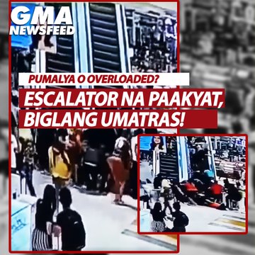Escalator na paakyat, biglang umatras! | GMA News Feed