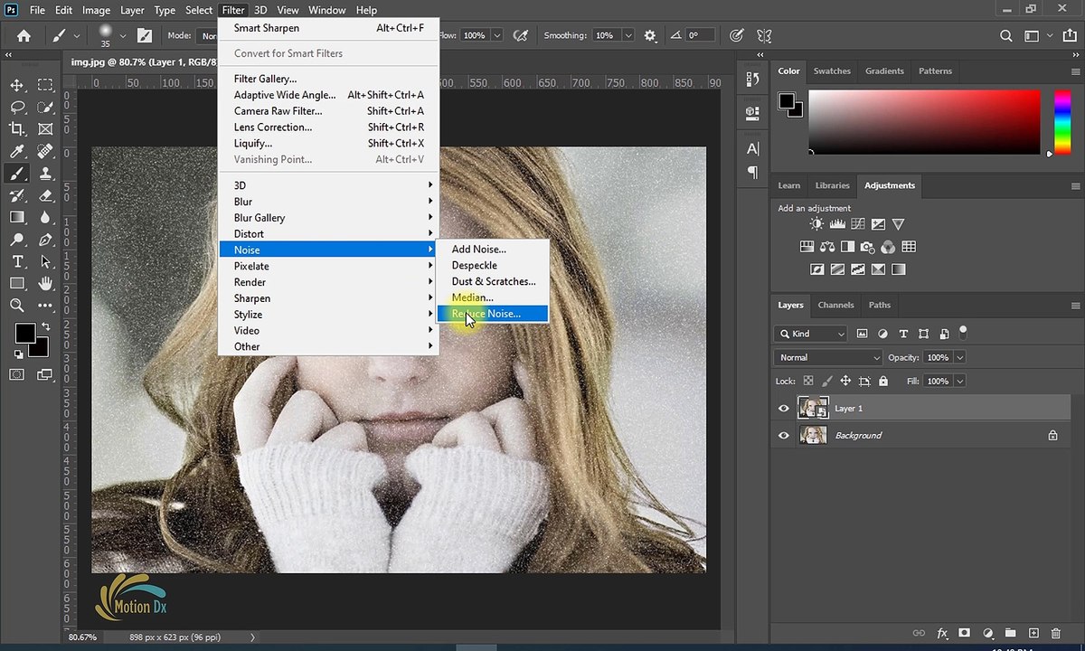 How to Reduce Noise in Photoshop - Noise Reduction - Remove Grains From Photos by motion dx