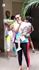 दोनों बच्चो संग Neha Dhupia और Angad Bedi ने खेली होली #shorts