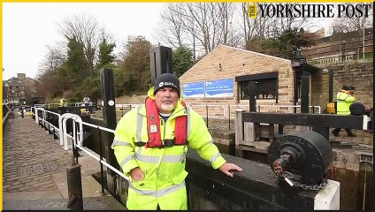 Spring clean time at the UK's deepest single lock, the Tuel Lane Lock at Sowerby Bridge