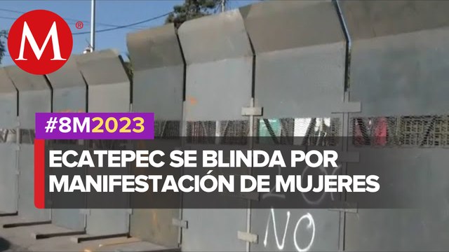 Monumentos en Ecatepec amanecen resguardados previo a marcha por el 8M