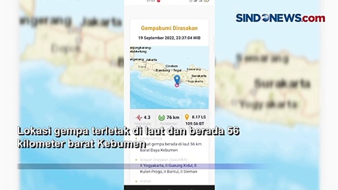 Gempa Magnitudo 4,3 Guncang Yogyakarta