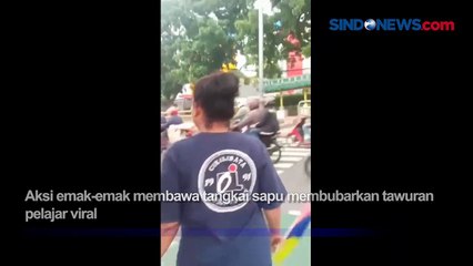 Viral! Emak-emak Bawa Tangkai Sapu Bubarkan Tawuran Pelajar di Menteng Dalam