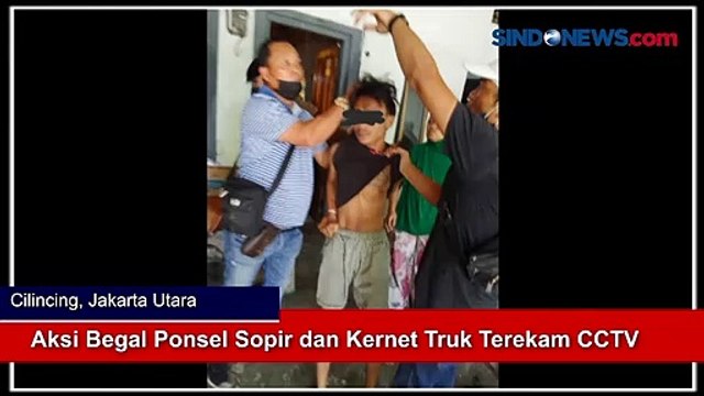 Aksi Begal Ponsel Sopir dan Kernet Truk Terekam CCTV