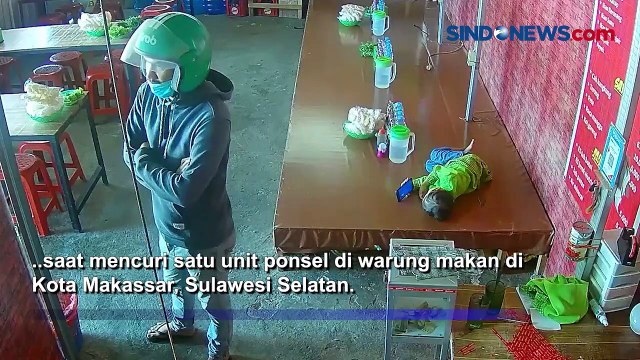 Aksi Pencurian Pria Beratribut Ojol di Makassar Terekam CCTV