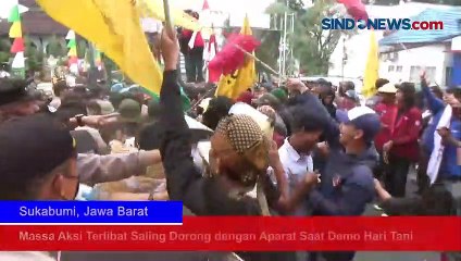 Massa Aksi Terlibat Saling Dorong dengan Aparat Saat Demo Hari Tani