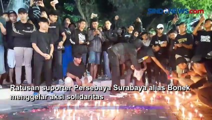 Aksi Solidaritas, Bonek Nyalakan Lilin dan Doa Bersama di Taman Apsari