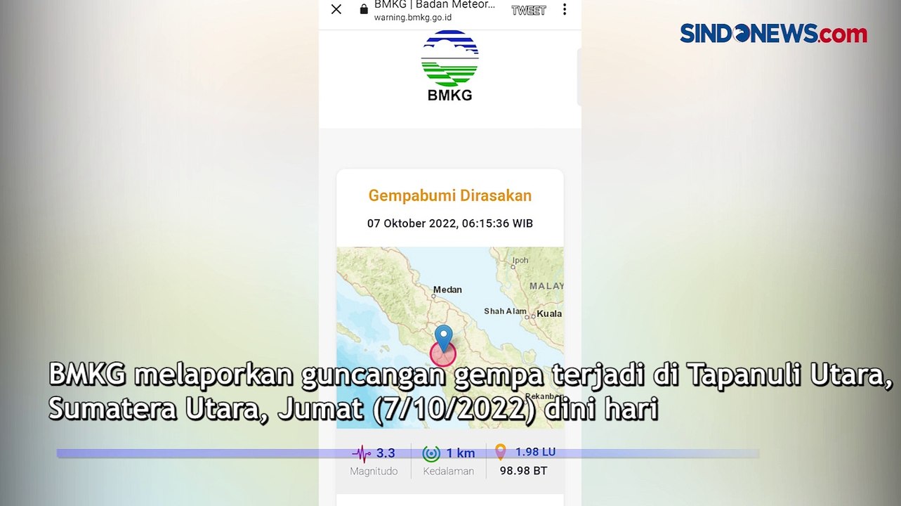 Gempa Bumi M 5,0 Terjadi di Tapanuli Utara, Diikuti Gempa Susulan