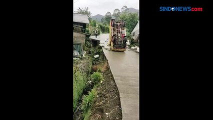 Diduga Kelebihan Muatan, Truk Angkut Pupuk Kandang Terbalik di Pemalang