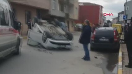 SULTANBEYLİ'DE OTOMOBİL TAKLA ATTI