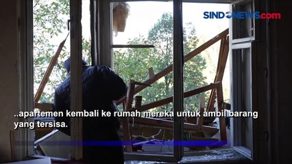 Meski Bangunan Apartemen Hancur Dihantam Bom Rusia, Warga Ukraina Bertahan