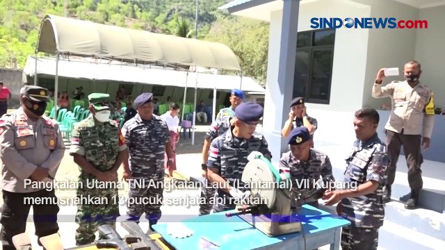 13 Pucuk Senjata Api Dimusnahkan TNI AL di Perbatasan Indonesia-Timor Leste