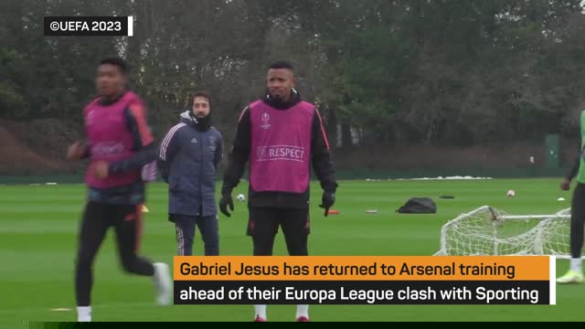 Gabriel Jesus returns to Arsenal training ahead of Sporting clash