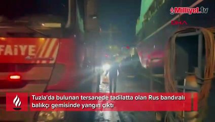 Tuzla'da Rus bandıralı balıkçı gemisinde yangın
