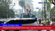 Diduga Korsleting Kabel Listrik Jalan, Atap Bus Pariwisata Terbakar