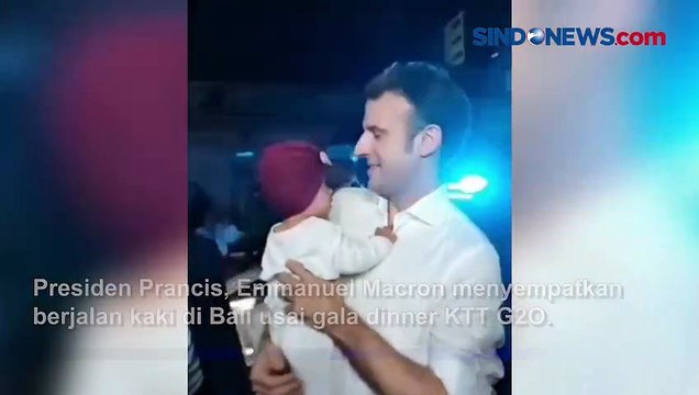 Blusukan, Presiden Prancis Emmanuel Macron Berjalan Santai dan Gendong Bayi di Bali