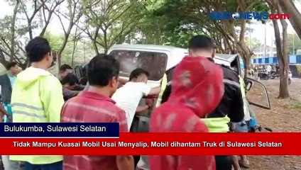 Tidak Mampu Kuasai Mobil Usai Menyalip, Mobil dihantam Truk di Sulawesi Selatan