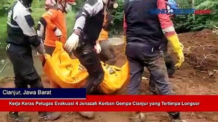 Kerja Keras Petugas Evakuasi 4 Jenazah Korban Gempa Cianjur yang Tertimpa Longsor