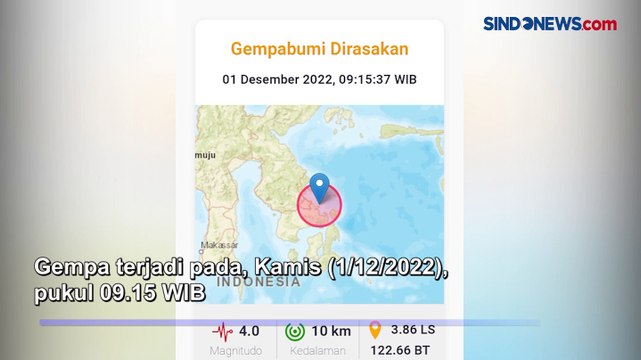 Konawe Diguncang Gempa Magnitudo 4,0 Terasa Kuat di Kendari