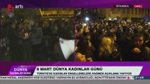 İstanbul'da gerçekleştirilen 21. Feminist Gece Yürüyüşü Basın açıklamasının okunmasının ardından sonlandı
