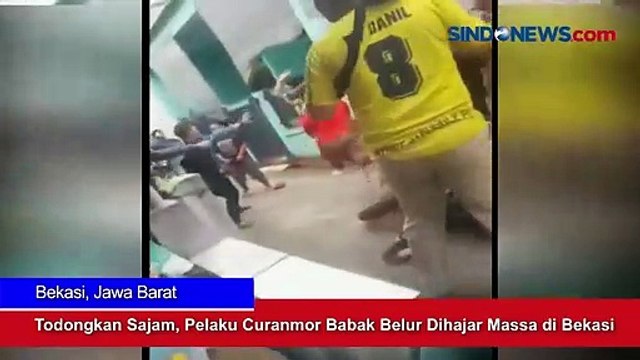 Todongkan Sajam, Pelaku Curanmor Babak Belur Dihajar Massa di Bekasi