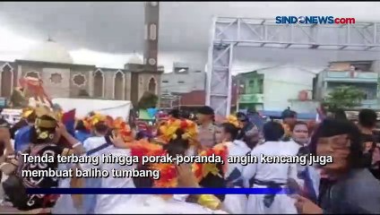 Angin Kencang di Pantai Manakarra Mamuju, Tenda Pekan Olahraga Provinsi Roboh