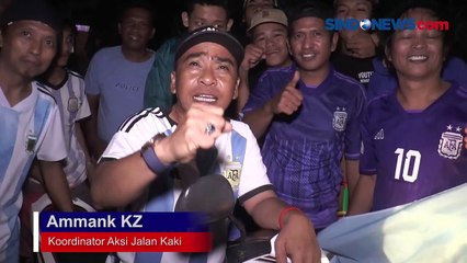 Luapkan Kegembiraan, Puluhan Pendukung Argentina Jalan Kaki 7 Kilometer di Polewali Mandar