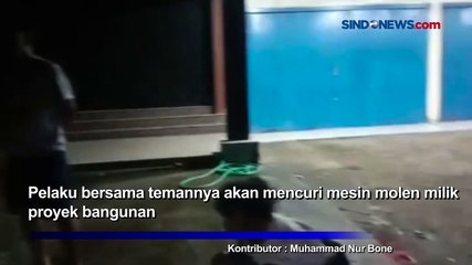Pemuda Bertato Diamuk Warga Hendak Mencuri Mesin Proyek di Makassar